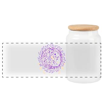 COSMIC FIRE | Magische Katze, Hüterin der Sterne - Panorama Keksdose mit Holzdeckel - Weiß - Vorne