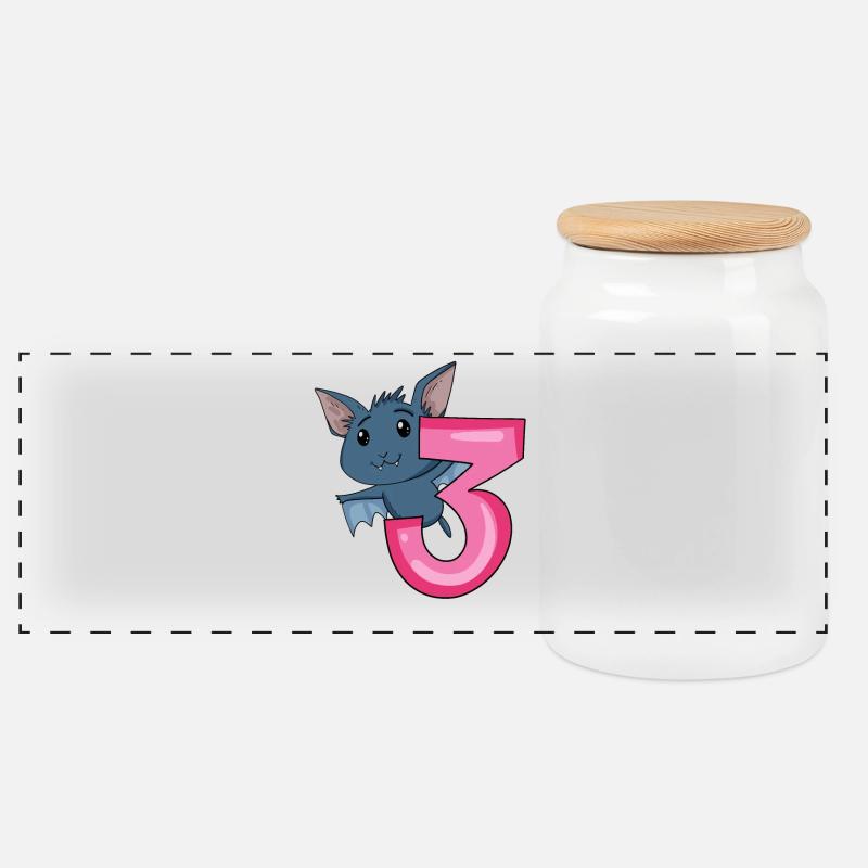 3 anniversaire 3 ans avec motif animal - trois - Boîte à biscuits avec couvercle en bois - blanc