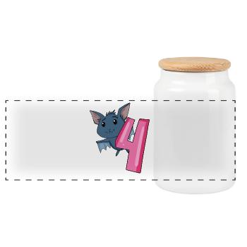 4 birthday 4 years old with animal motif - four - Panoramic Cookie Jar with Wooden Lid - white - Front