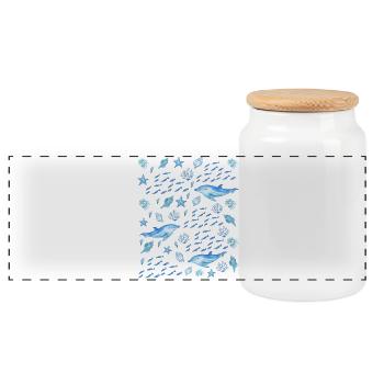 Sea Creatures - Marine Life Lovers - Panorama Keksdose mit Holzdeckel - Weiß - Vorne