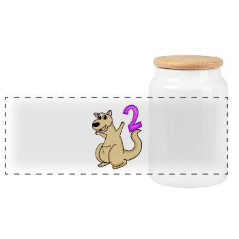 2 birthday 2 years old with animal motif - two - Panoramic Cookie Jar with Wooden Lid - white - Front