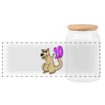 10 birthday 10 years old with animal motif - ten - Panoramic Cookie Jar with Wooden Lid - white - Front