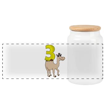 3 birthday 3 years old with animal motif - three - Panoramic Cookie Jar with Wooden Lid - white - Front