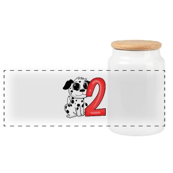 2 Geburtstag 2 Jahre alt mit Tier Motiv - zwei - Panorama Keksdose mit Holzdeckel - Weiß - Vorne