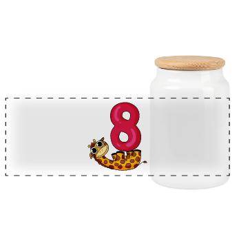 8th birthday motif giraffe - eight years old - Panoramic Cookie Jar with Wooden Lid - white - Front