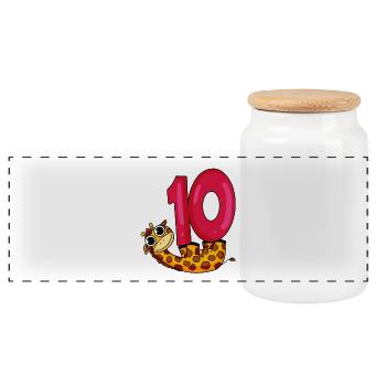 10th birthday motif giraffe - ten years old - Panoramic Cookie Jar with Wooden Lid - white - Front