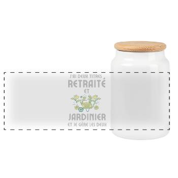 retraité et jardinier 2 - Boîte à biscuits avec couvercle en bois - blanc - Devant