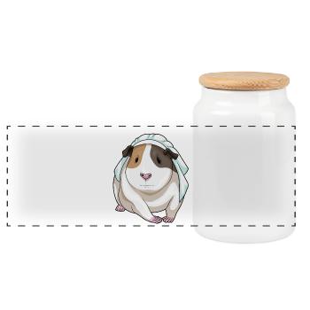 Guinea Pig Bridal Veil Wedding - Panoramic Cookie Jar with Wooden Lid - white - Front
