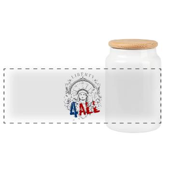 4 July - Independence Day. If you love freedom - t - Panoramic Cookie Jar with Wooden Lid - white - Front