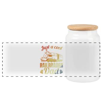 Railroad Worker Father - Panoramic Cookie Jar with Wooden Lid - white - Front