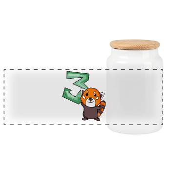3. Geburtstag Motiv Roter Panda - drei Jahre alt - Panorama Keksdose mit Holzdeckel - Weiß - Vorne