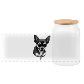 Süßer Kurzhaar Chihuahua - Panorama Keksdose mit Holzdeckel - Weiß - Vorne