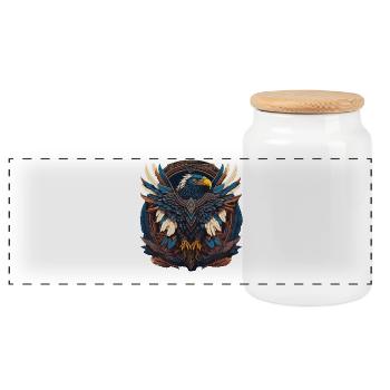 Aigle amérindien Amérindien Amérindien Faucon Animal - Boîte à biscuits avec couvercle en bois - blanc - Devant