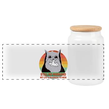 My cat is allergic to men - Panorama Keksdose mit Holzdeckel - Weiß - Vorne