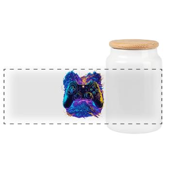 Neonfarben Graffiti Gaming Controller - Panorama Keksdose mit Holzdeckel - Weiß - Vorne