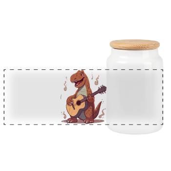 Dinosaure avec guitare pour musiciens - Boîte à biscuits avec couvercle en bois - blanc - Devant