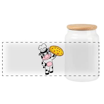 Pizza Chef Pizza Chef Vache Italie - Boîte à biscuits avec couvercle en bois - blanc - Devant