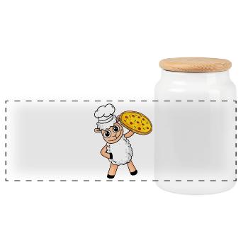 Pizza Chef Pizza Chef Sheep Italie - Boîte à biscuits avec couvercle en bois - blanc - Devant