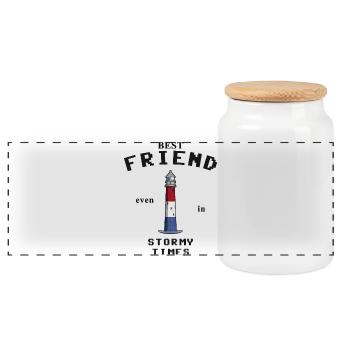 Friendship, Best Friend, Phare de Stilo, Pologne - Boîte à biscuits avec couvercle en bois - blanc - Devant