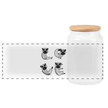 Lemur LOVE Yoga Lemurs - Panoramic Cookie Jar with Wooden Lid - white - Front