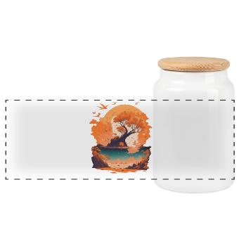 Pure nature Holiday Relaxation - Panoramic Cookie Jar with Wooden Lid - white - Front