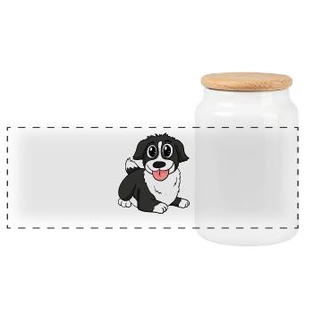 Border Collie Hunderasse Hund Hunde - Panorama Keksdose mit Holzdeckel - Weiß - Vorne
