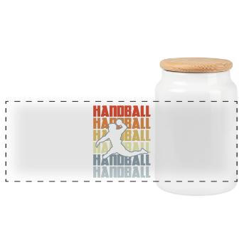 Vintage Handball - Panorama Keksdose mit Holzdeckel - Weiß - Vorne