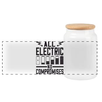 All Electric not compromises Elektro Auto Fans - Panorama Keksdose mit Holzdeckel - Weiß - Vorne