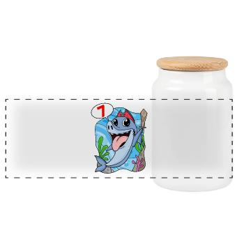 7ème anniversaire Motif Shark Pirate - Sept ans - Boîte à biscuits avec couvercle en bois - blanc - Devant