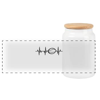 Rugby Ball Heart palpitations - Panoramic Cookie Jar with Wooden Lid - white - Front