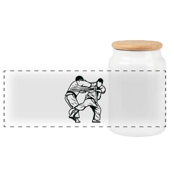 Dessin de Judo Fighter - Boîte à biscuits avec couvercle en bois - blanc - Devant