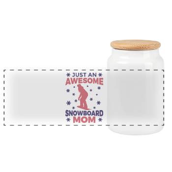 Snowboarding Mama - Panoramic Cookie Jar with Wooden Lid - white - Front