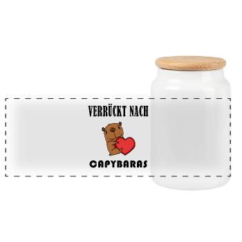 Capybara Wasserschwein Geschenk - Panorama Keksdose mit Holzdeckel - Weiß - Vorne