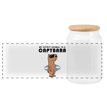 Capybara Wasserschwein Geschenk - Panorama Keksdose mit Holzdeckel - Weiß - Vorne