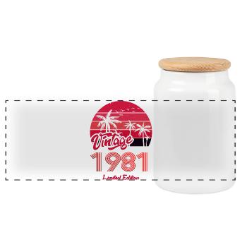 Jahrgang 1981 Limitierte Auflage Rot - Panorama Keksdose mit Holzdeckel - Weiß - Vorne