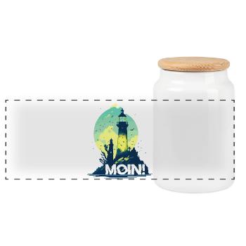 HELLO! - Panoramic Cookie Jar with Wooden Lid - white - Front