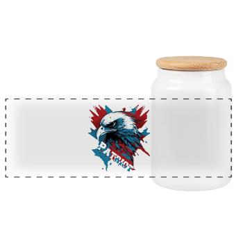 Patriotic eagle with lettering - Panoramic Cookie Jar with Wooden Lid - white - Front