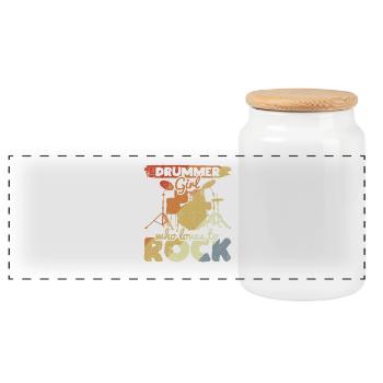Fille batteuse - Boîte à biscuits avec couvercle en bois - blanc - Devant