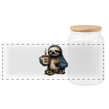 Sloth fait un sta supplémentaire pour le début de la semaine - Boîte à biscuits avec couvercle en bois - blanc - Devant