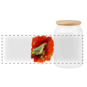 Gift in Red and Green, great, high quality - Panoramic Cookie Jar with Wooden Lid - white - Front
