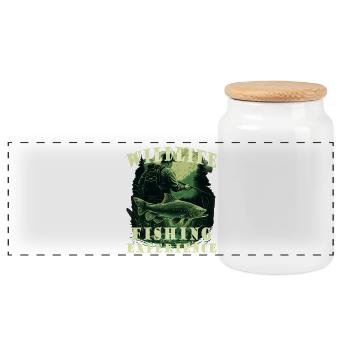 Pêcheurs à la chasse avec lettrage - Boîte à biscuits avec couvercle en bois - blanc - Devant