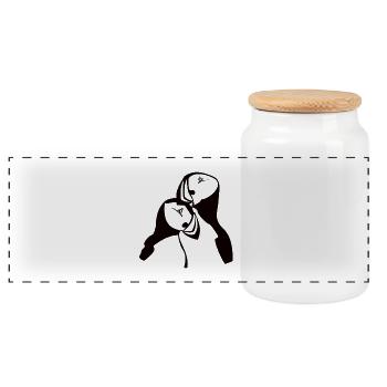Papageientaucher Puffins Island Norwegen Geschenk - Panorama Keksdose mit Holzdeckel - Weiß - Vorne