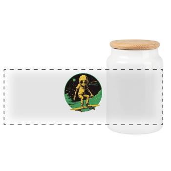 Alien sur skateboard - Boîte à biscuits avec couvercle en bois - blanc - Devant