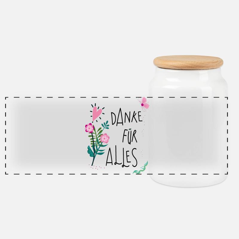 Danke für Alles - Panorama Keksdose mit Holzdeckel - Weiß