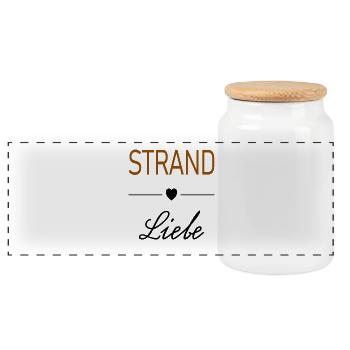 Strand Liebe Herz - Panorama Keksdose mit Holzdeckel - Weiß - Vorne
