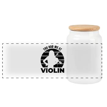 Tu m’avais au violon - Boîte à biscuits avec couvercle en bois - blanc - Devant