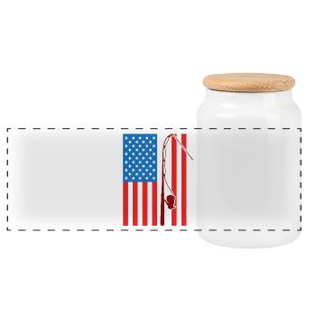 Angeln USA Flagge - Panorama Keksdose mit Holzdeckel - Weiß - Vorne