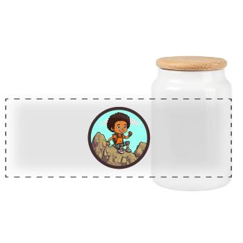 Afro Schwarz Kind Junge Mädchen Empowerment Mädche - Panorama Keksdose mit Holzdeckel - Weiß - Vorne