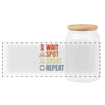 Railroad worker routine - Panoramic Cookie Jar with Wooden Lid - white - Front