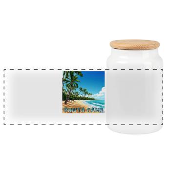 Vacances d’été Punta Cana: la magie des Caraïbes sur - Boîte à biscuits avec couvercle en bois - blanc - Devant